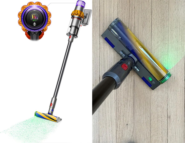 Dyson V15 Detect cordless vacuum cleaner with laser dust detection technology and LCD display screen
